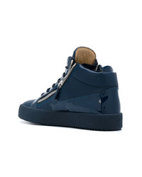 Baskets montantes en cuir bleu marine Giuseppe Zanotti Design