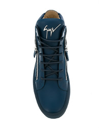 Baskets montantes en cuir bleu marine Giuseppe Zanotti Design