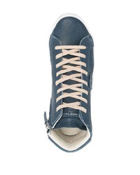 Baskets montantes en cuir bleu marine Philippe Model Paris