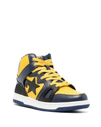 Baskets montantes en cuir bleu marine A Bathing Ape