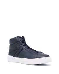 Baskets montantes en cuir bleu marine Hogan