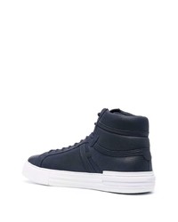 Baskets montantes en cuir bleu marine Hogan