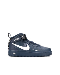 Baskets montantes en cuir bleu marine Nike