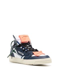 Baskets montantes en cuir bleu marine Off-White