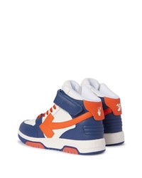 Baskets montantes en cuir bleu marine Off-White