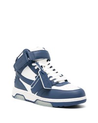 Baskets montantes en cuir bleu marine Off-White