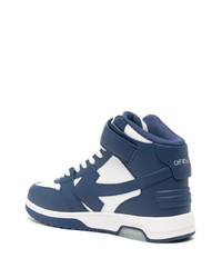 Baskets montantes en cuir bleu marine Off-White