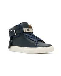 Baskets montantes en cuir bleu marine Buscemi