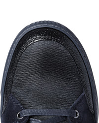 Baskets montantes en cuir bleu marine Lanvin