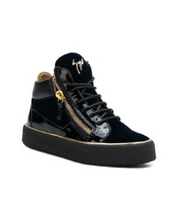 Baskets montantes en cuir bleu marine Giuseppe Zanotti Design