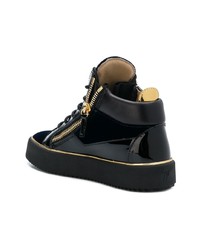 Baskets montantes en cuir bleu marine Giuseppe Zanotti Design