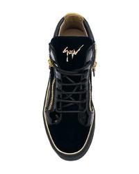 Baskets montantes en cuir bleu marine Giuseppe Zanotti Design