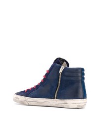 Baskets montantes en cuir bleu marine Golden Goose