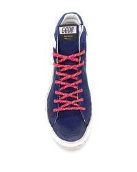 Baskets montantes en cuir bleu marine Golden Goose