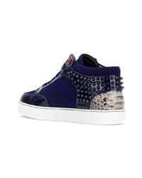 Baskets montantes en cuir bleu marine Royaums