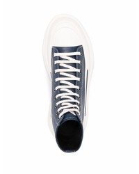 Baskets montantes en cuir bleu marine Alexander McQueen