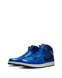 Baskets montantes en cuir bleues Jordan