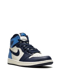 Baskets montantes en cuir bleues Jordan