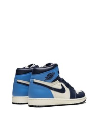 Baskets montantes en cuir bleues Jordan