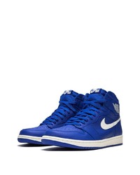 Baskets montantes en cuir bleues Jordan