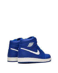 Baskets montantes en cuir bleues Jordan