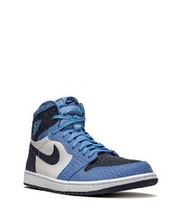 Baskets montantes en cuir bleues Jordan