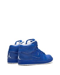 Baskets montantes en cuir bleues Jordan