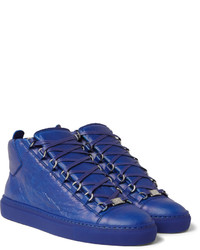 Baskets montantes en cuir bleues