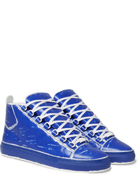 Baskets montantes en cuir bleues Balenciaga