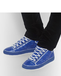 Baskets montantes en cuir bleues Balenciaga