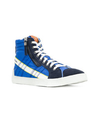 Baskets montantes en cuir bleues Diesel