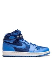 Baskets montantes en cuir bleues Jordan