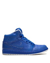 Baskets montantes en cuir bleues Jordan