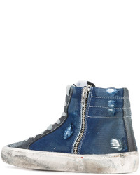 Baskets montantes en cuir bleues Golden Goose Deluxe Brand