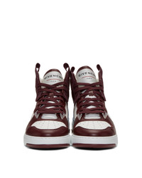 Baskets montantes en cuir bordeaux Givenchy