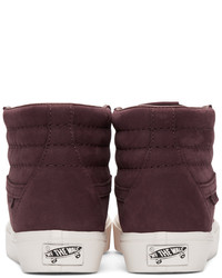 Baskets montantes en cuir bordeaux Vans