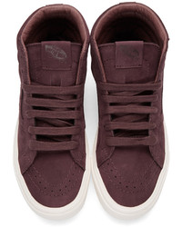 Baskets montantes en cuir bordeaux Vans