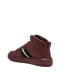 Baskets montantes en cuir bordeaux Bally