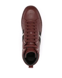 Baskets montantes en cuir bordeaux Bally