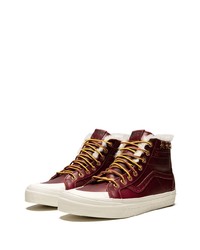 Baskets montantes en cuir bordeaux Vans