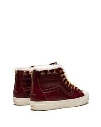 Baskets montantes en cuir bordeaux Vans