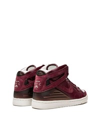 Baskets montantes en cuir bordeaux Nike