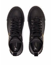 Baskets montantes en cuir brodées noires Giuseppe Zanotti