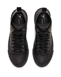 Baskets montantes en cuir brodées noires Giuseppe Zanotti