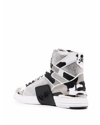 Baskets montantes en cuir camouflage grises Philipp Plein