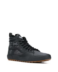 Baskets montantes en cuir camouflage noires Vans