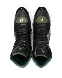 Baskets montantes en cuir camouflage vert foncé Philipp Plein