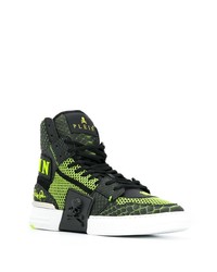 Baskets montantes en cuir chartreuses Philipp Plein