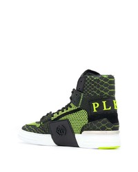 Baskets montantes en cuir chartreuses Philipp Plein