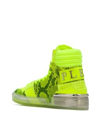 Baskets montantes en cuir chartreuses Philipp Plein